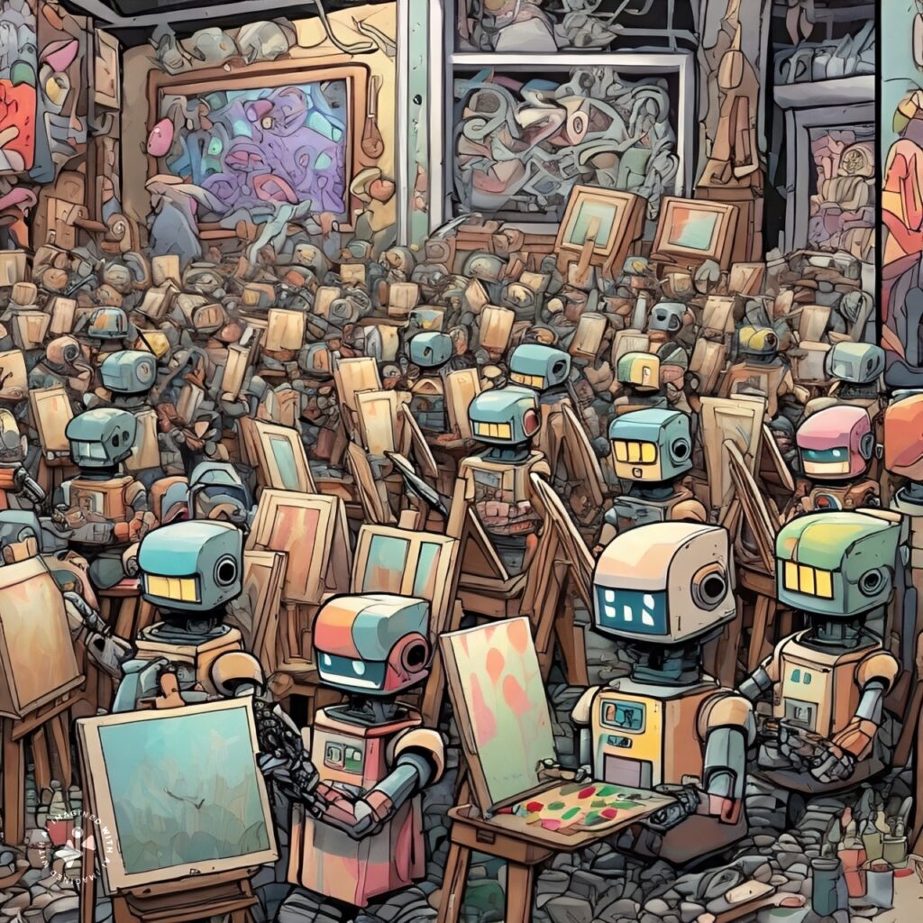Robots workings painting together